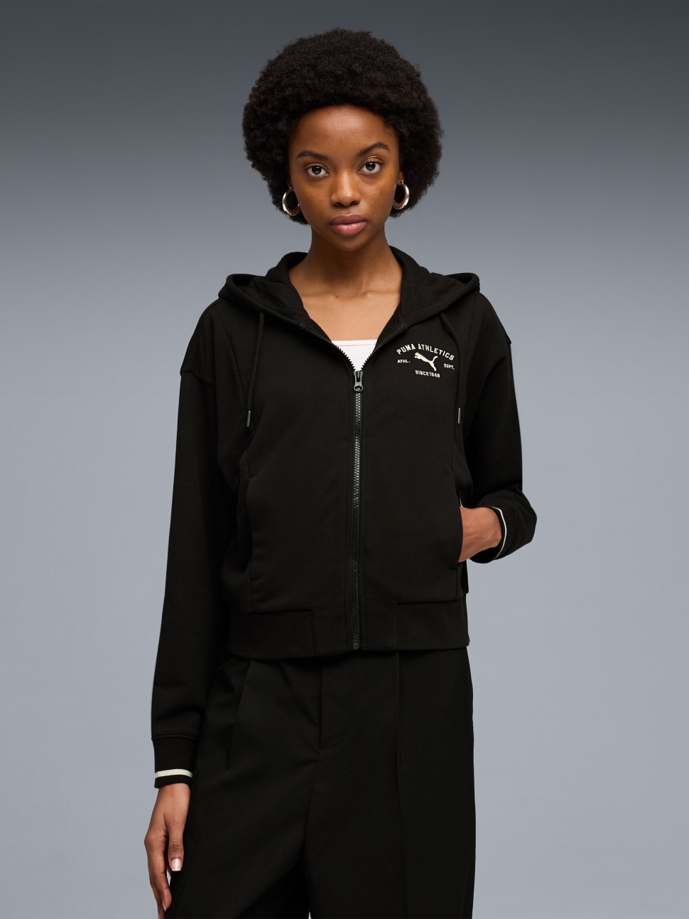 Толстовка женская Puma CLASS Comfort Full-Zip Hoodie TR черная 69187801 — фото 2 — Sport City Толстовка женская Puma CLASS Comfort Full-Zip Hoodie TR черная 69187801 — фото 2