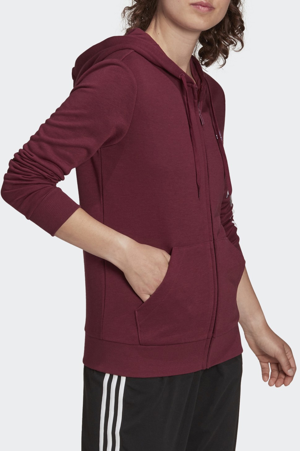 Толстовка жіноча Adidas W Lin Ft Fz Hd фіолетова H07820  — фото 2