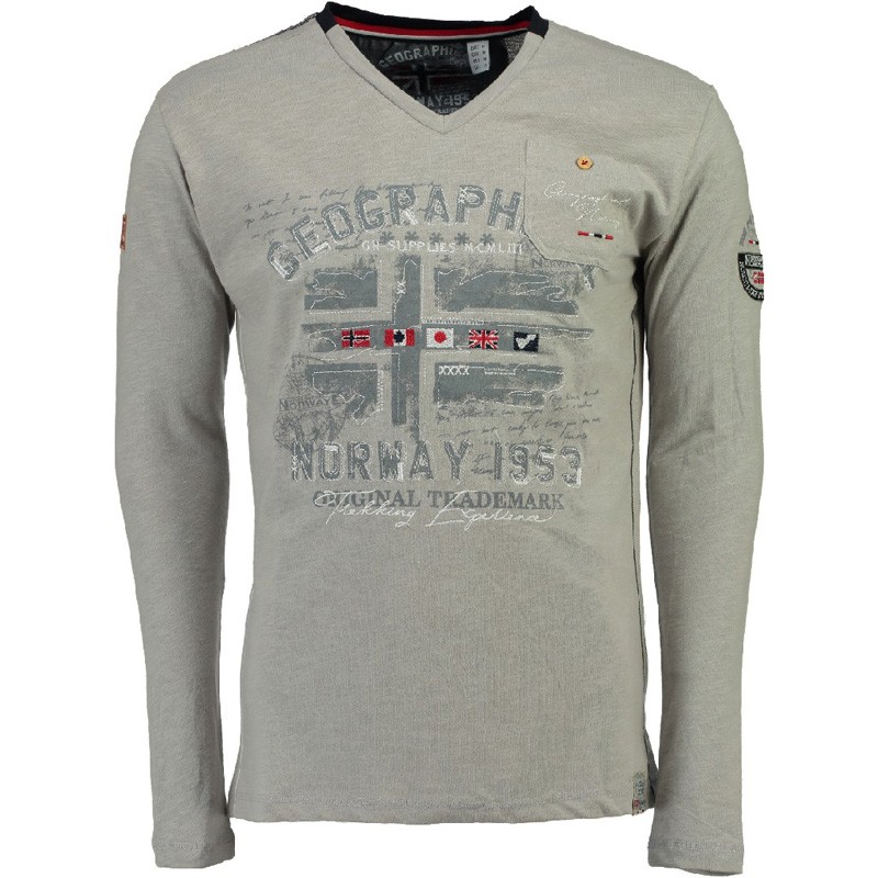 Футболка мужская Geographical Norway серая WP334H-011 — Sport City Футболка мужская Geographical Norway серая WP334H-011