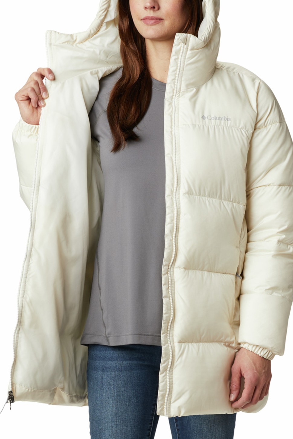 Куртка жіноча Columbia Puffect™ Mid Hooded Jacket біла 1864791-191 — фото 4