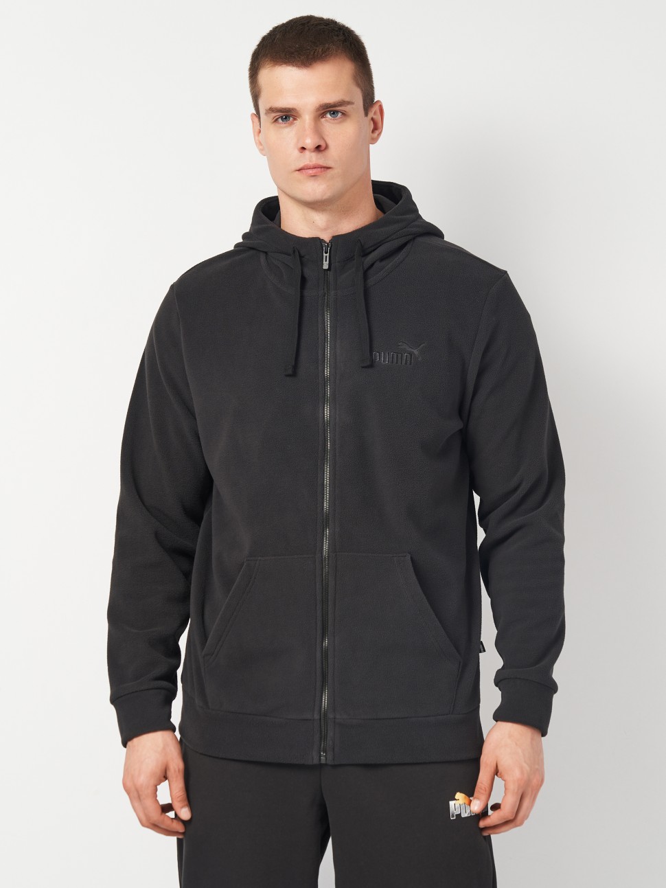 Толстовка чоловіча Puma ESS ELEVATED Polarfleece Full-Zip Hoodie чорна 68189301 — фото 2