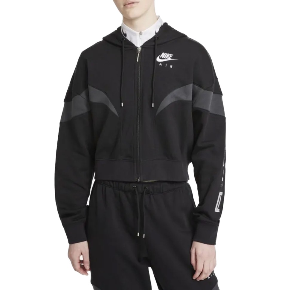 Толстовка жіноча Nike W Nsw Air Flc Gx Fz Hoodie чорна DD5447-010  — фото 1