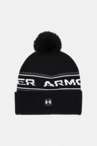 Шапка мужская Under Armour UA Men's Halftime Pom Beanie черная 1379985-001 изображение 2