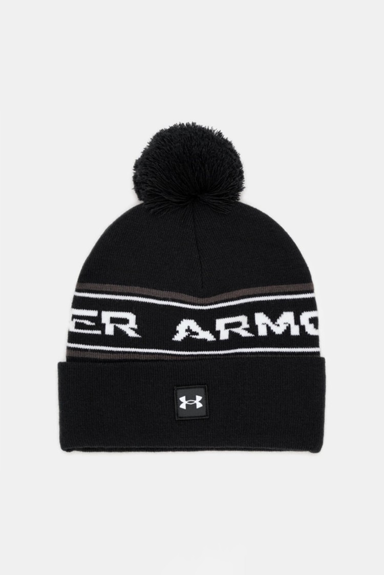 Шапка мужская Under Armour UA Men's Halftime Pom Beanie черная 1379985-001 изображение 2