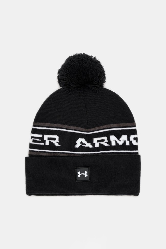 Шапка мужская Under Armour UA Men's Halftime Pom Beanie черная 1379985-001 изображение 2