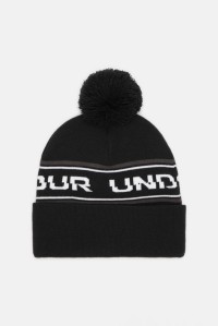 Шапка мужская Under Armour UA Men's Halftime Pom Beanie черная 1379985-001 изображение 4