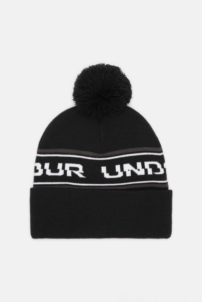 Шапка мужская Under Armour UA Men's Halftime Pom Beanie черная 1379985-001 изображение 4