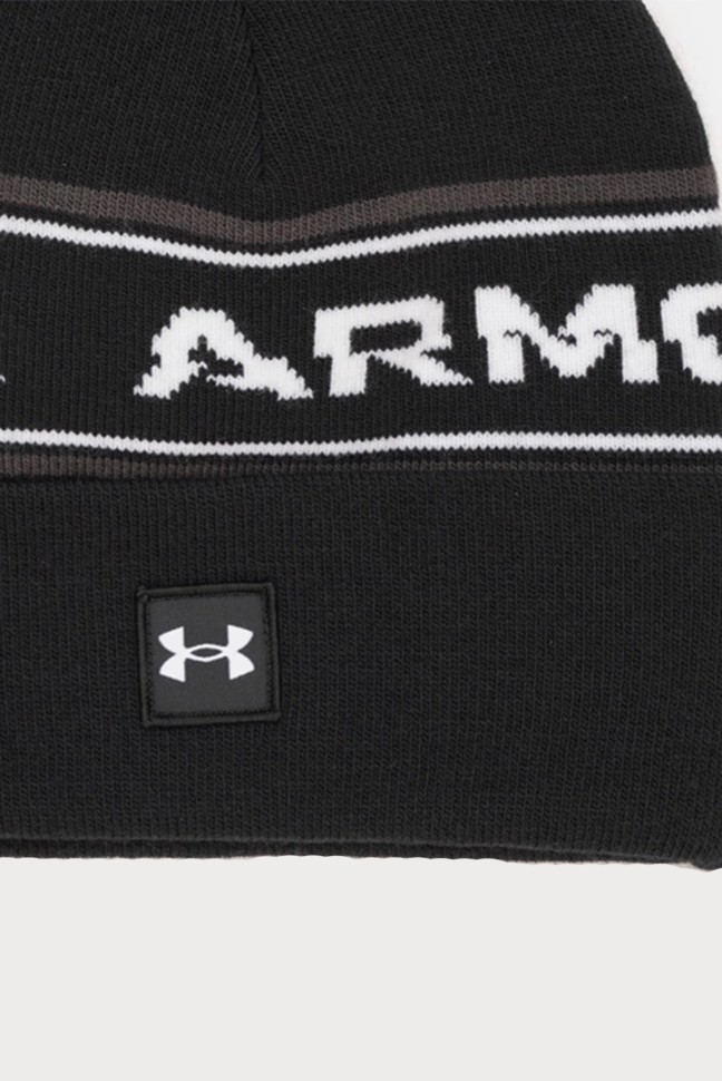 Шапка мужская Under Armour UA Men's Halftime Pom Beanie черная 1379985-001 изображение 5