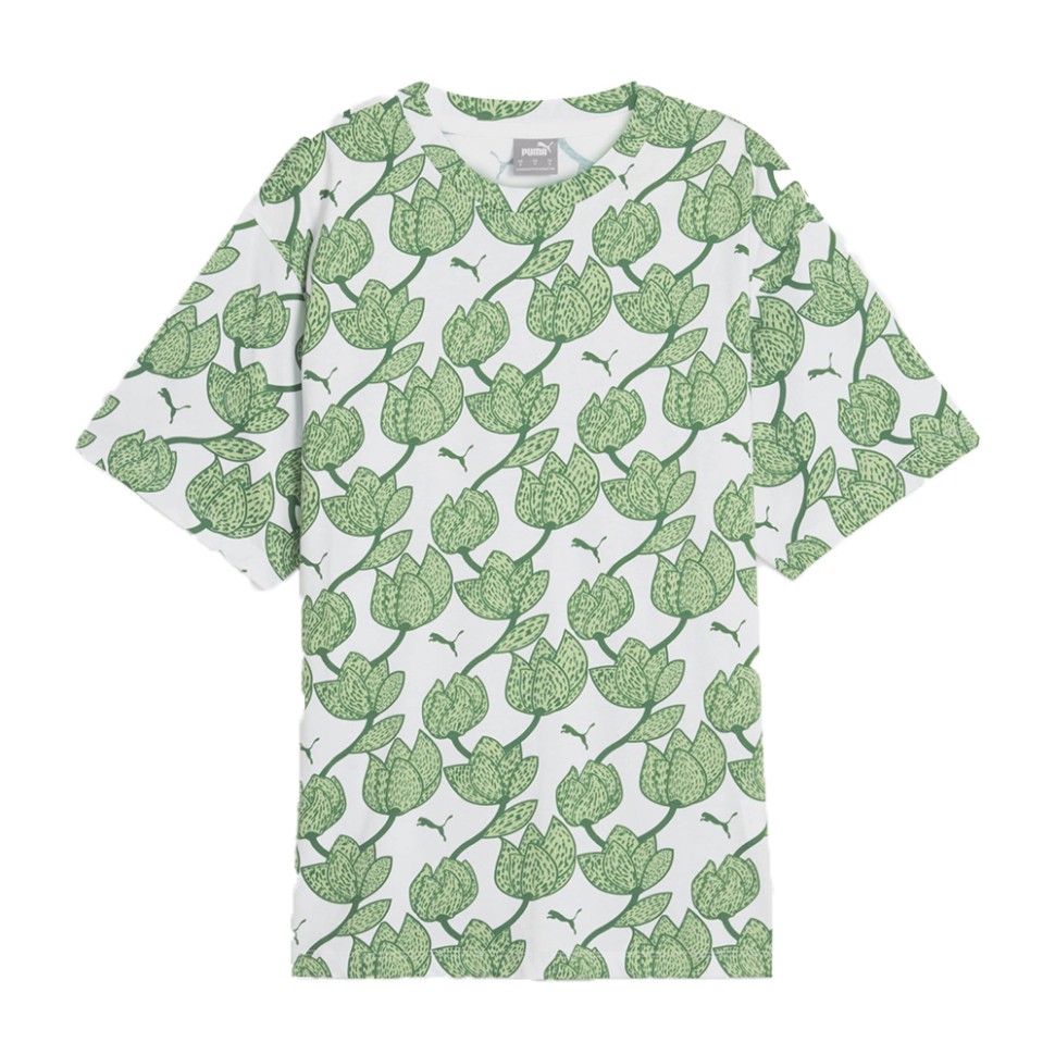 Футболка жіноча Puma ESS+ BLOSSOM AOP Tee зелена 67949386 — фото 1