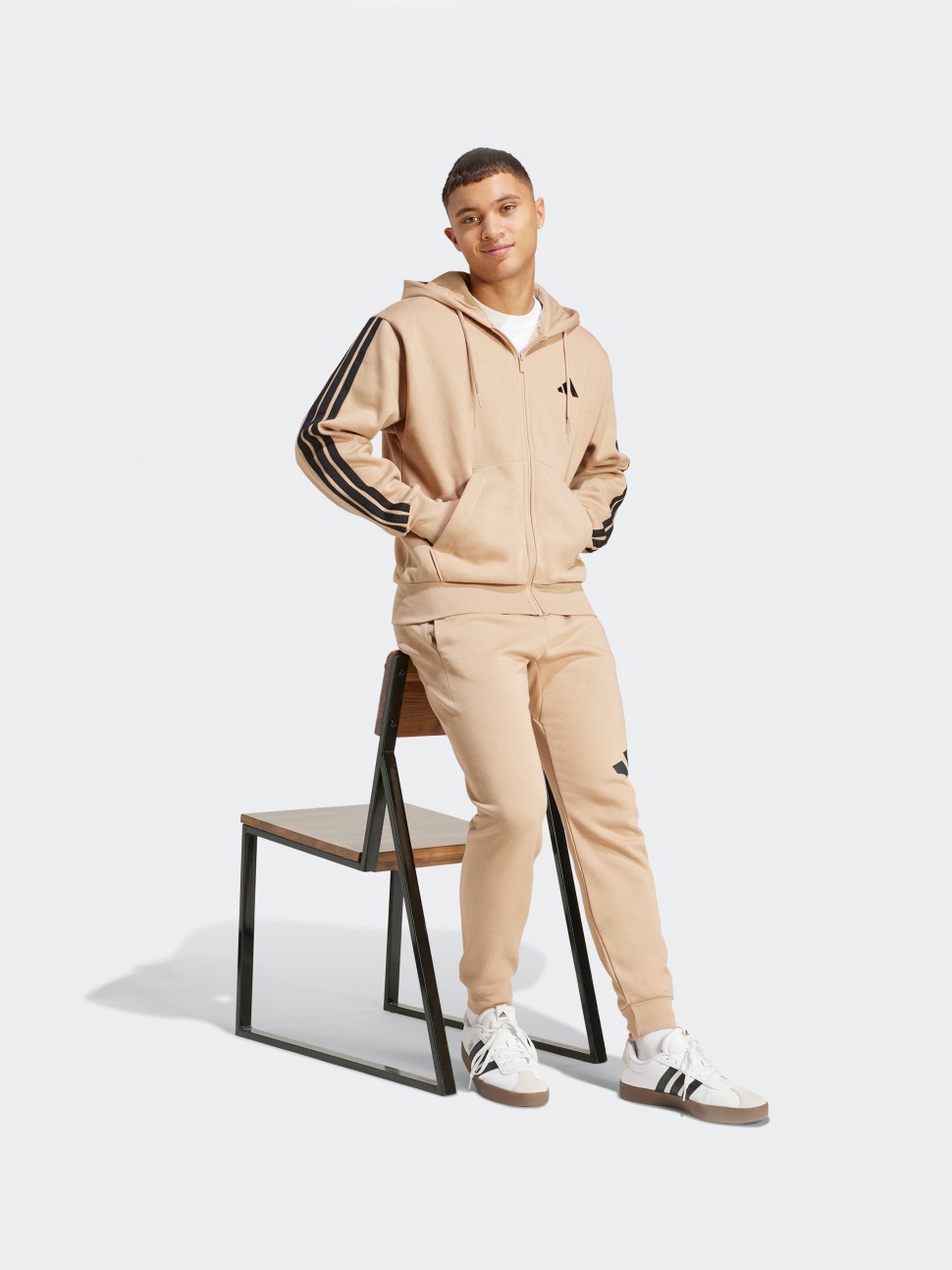 Толстовка чоловіча Adidas M 3S FL FZ HD бежева JX0745 — фото 4