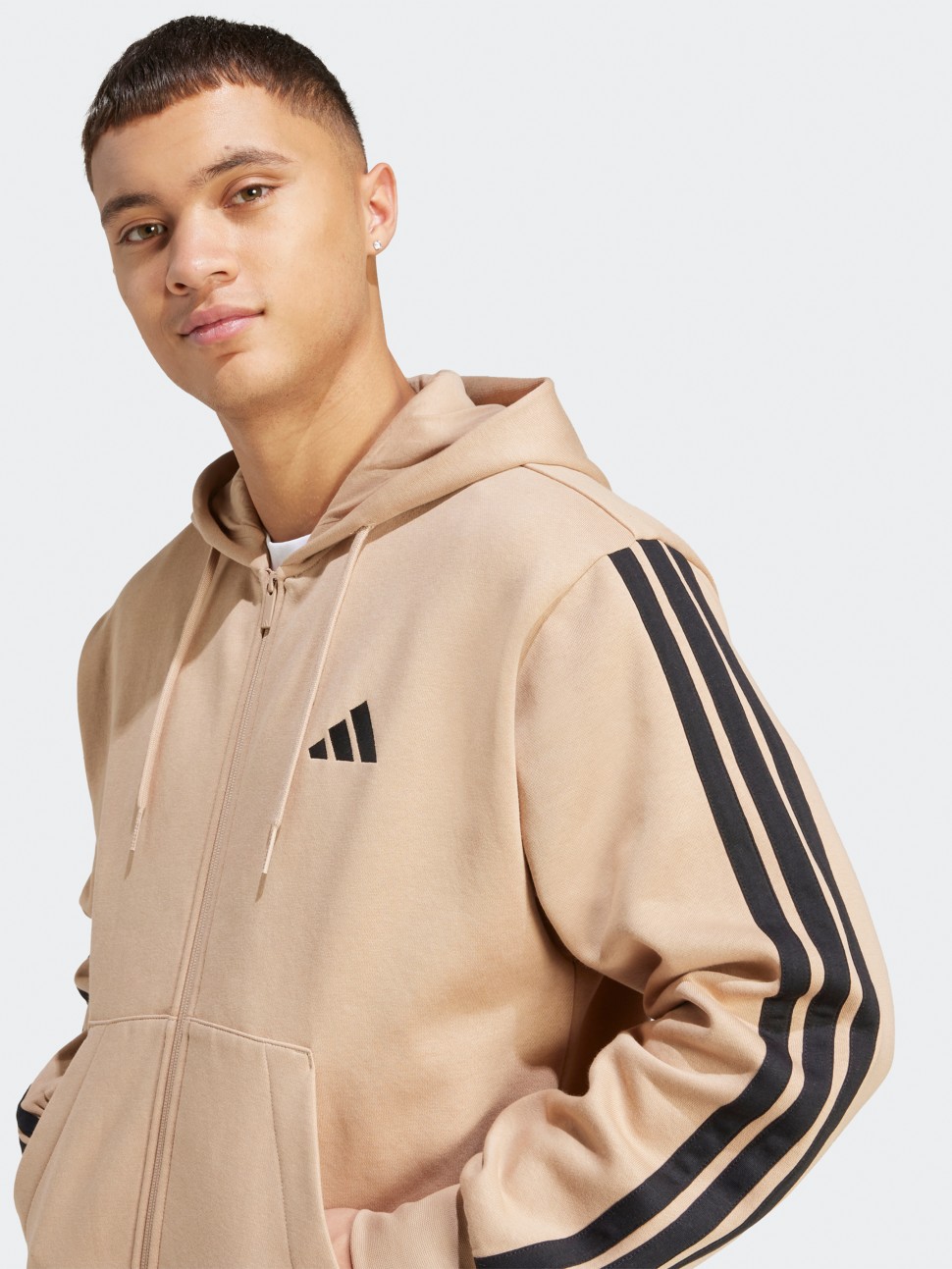 Толстовка чоловіча Adidas M 3S FL FZ HD бежева JX0745 — фото 5