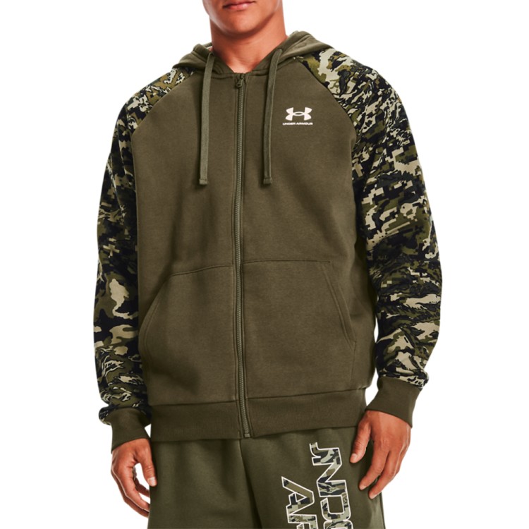 Чоловіча толстовка Under Armour Ua Rival Flc Camo Script Fz зелена 1366310-390 изображение 1