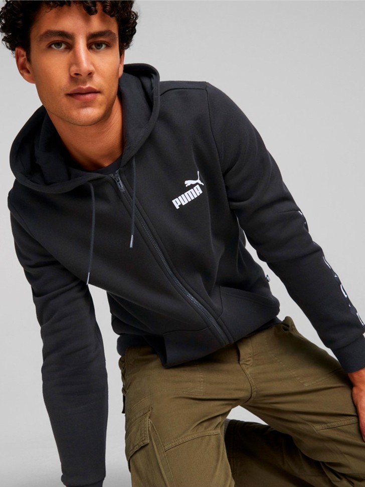 Толстовка чоловіча Puma ESS+ Tape Full-Zip Hoodie чорна 67027001 изображение 2