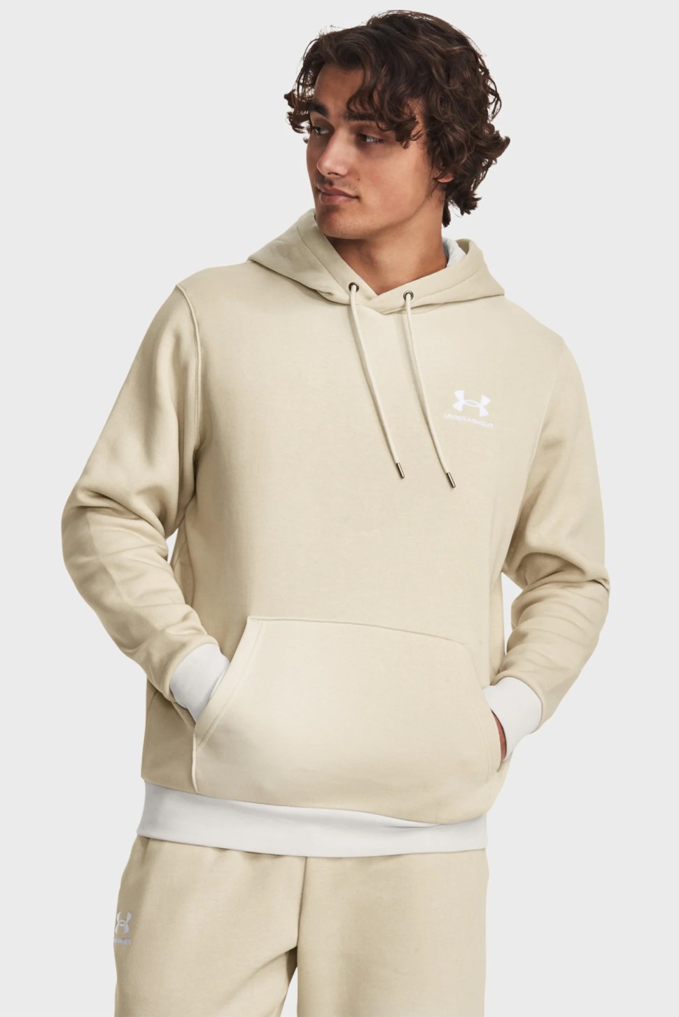 Толстовка чоловіча Under Armour UA Essential Flc Novelty HD бежева 1381214-289 — фото 2