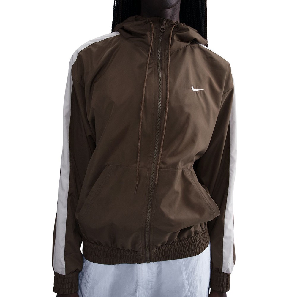 Толстовка женская Nike W NSW ESSNTL UV WVN JKT HD коричневая FV6298-004