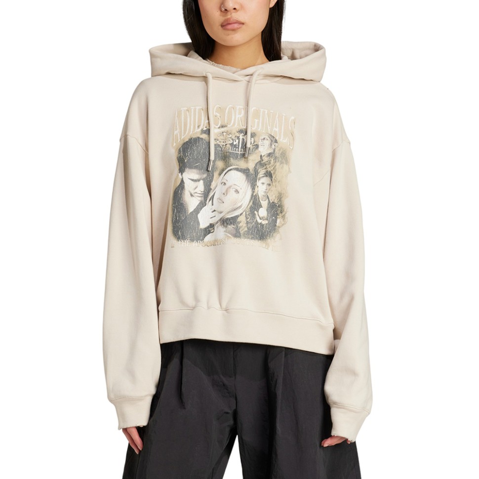 Толстовка жіноча Adidas BUFFY HOODIE бежева JX1274 — Sport City Толстовка жіноча Adidas BUFFY HOODIE бежева JX1274