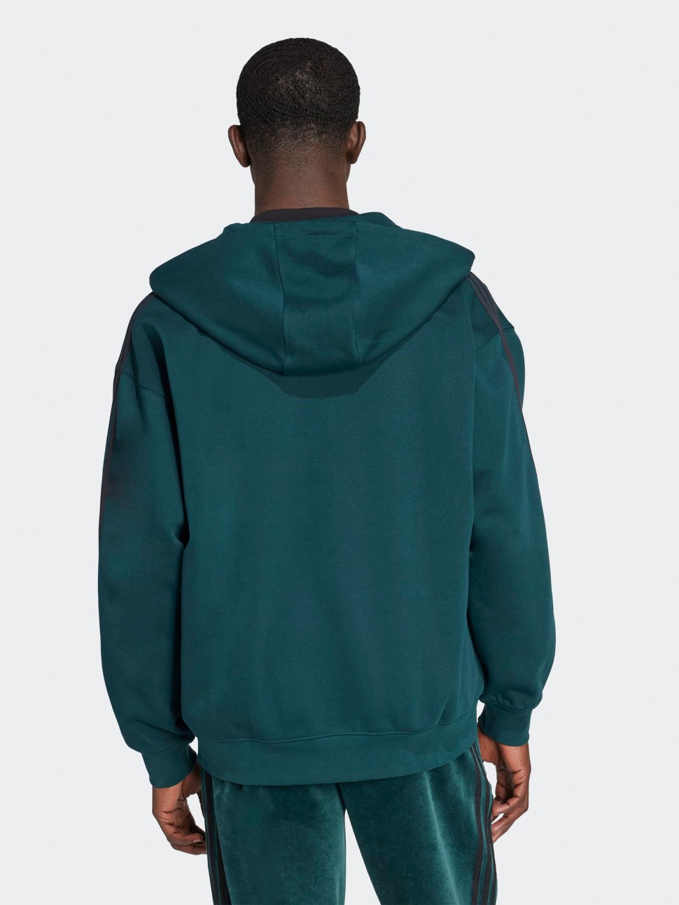 Толстовка мужская Adidas BAGGY FZ HOODIE зеленая JX1549 — фото 3