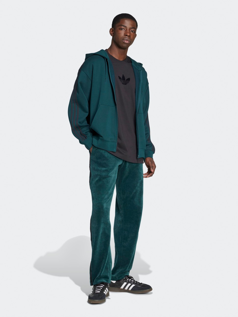 Толстовка мужская Adidas BAGGY FZ HOODIE зеленая JX1549 — фото 4