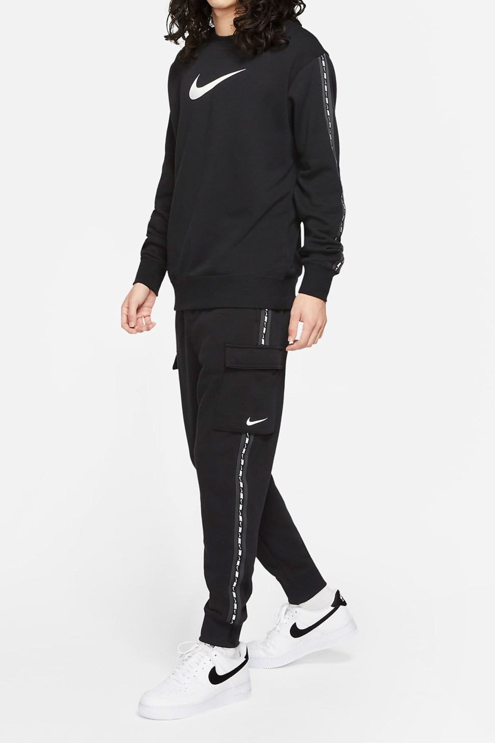 Толстовка чоловіча Nike M Nsw Repeat Flc Crew Bb чорна DM4679-010  — фото 2
