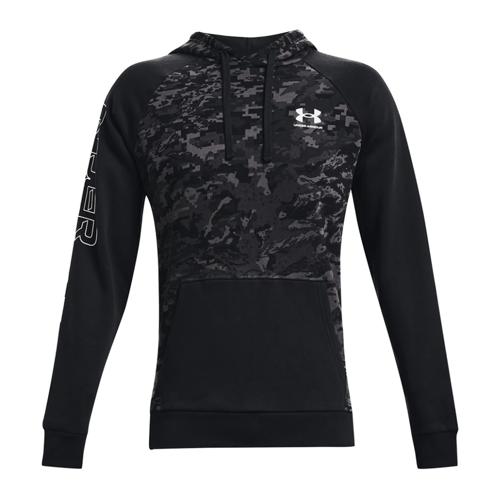 Толстовка мужская Under Armour Ua Rival Flc Camo Script Hd черная 1366308-001 изображение 1