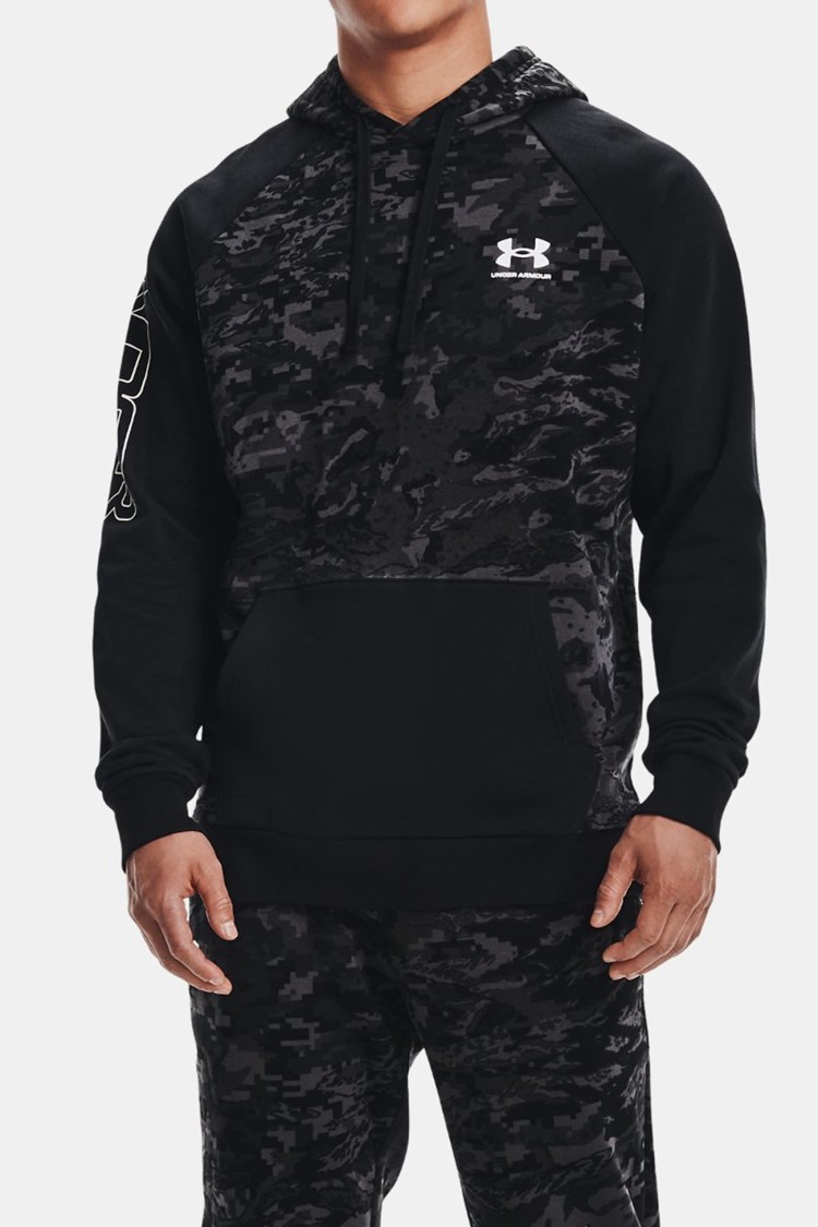 Толстовка мужская Under Armour Ua Rival Flc Camo Script Hd черная 1366308-001 изображение 3