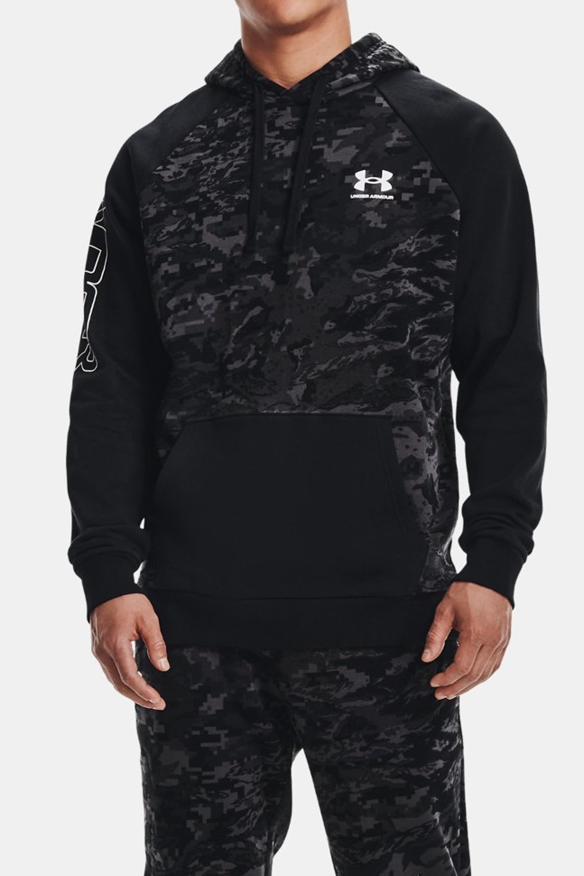 Толстовка мужская Under Armour Ua Rival Flc Camo Script Hd черная 1366308-001 изображение 3