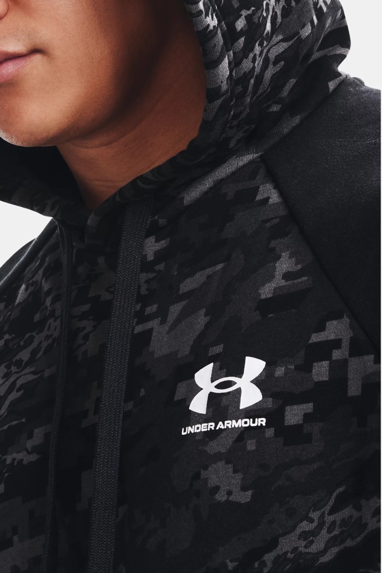 Толстовка мужская Under Armour Ua Rival Flc Camo Script Hd черная 1366308-001 изображение 4
