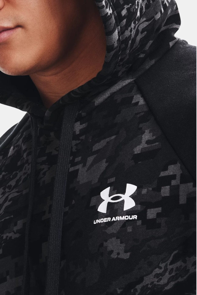 Толстовка мужская Under Armour Ua Rival Flc Camo Script Hd черная 1366308-001 изображение 4