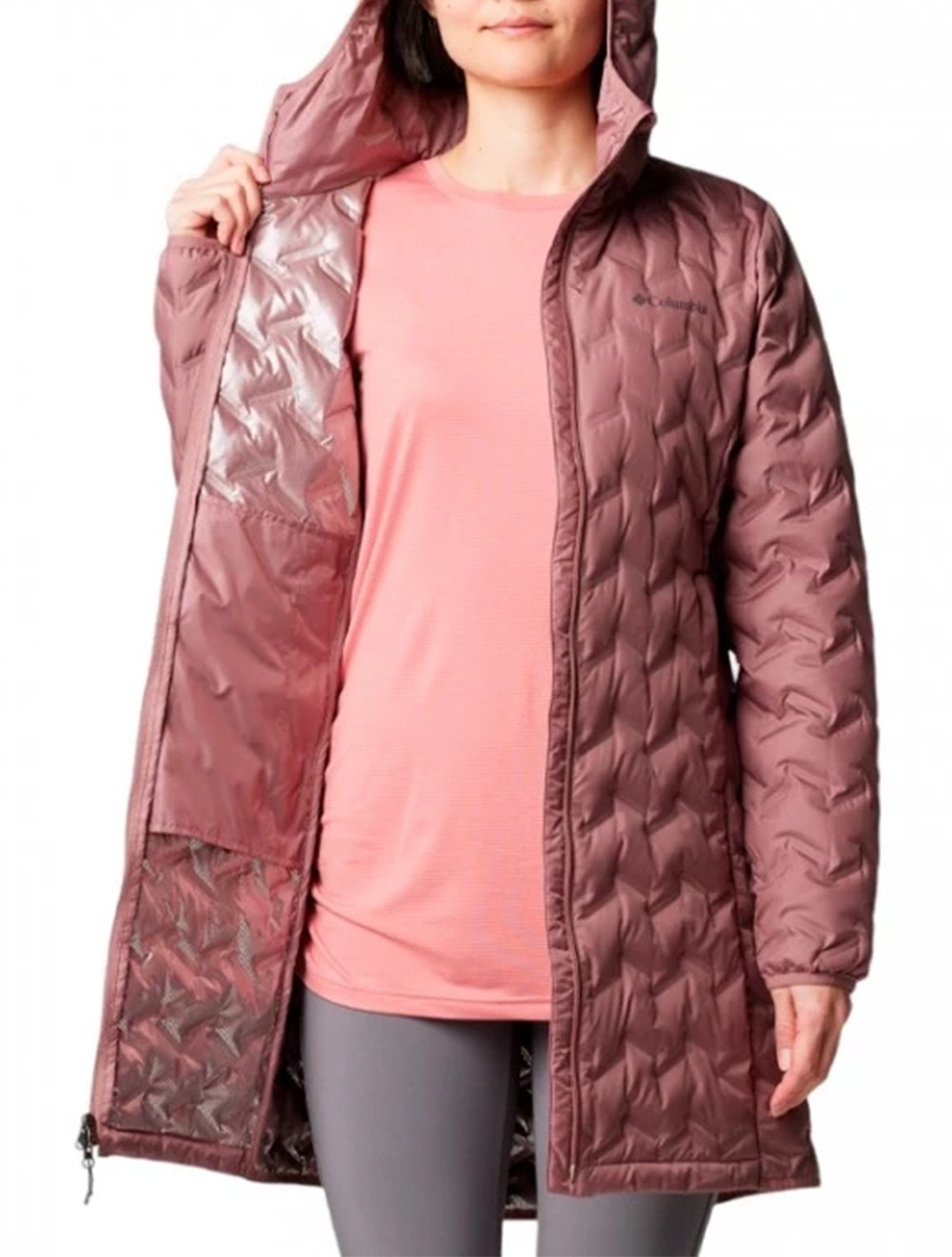 Куртка женская Columbia Delta Ridge™ II Long Down Jacket темно-розовая 2088211-609 изображение 6