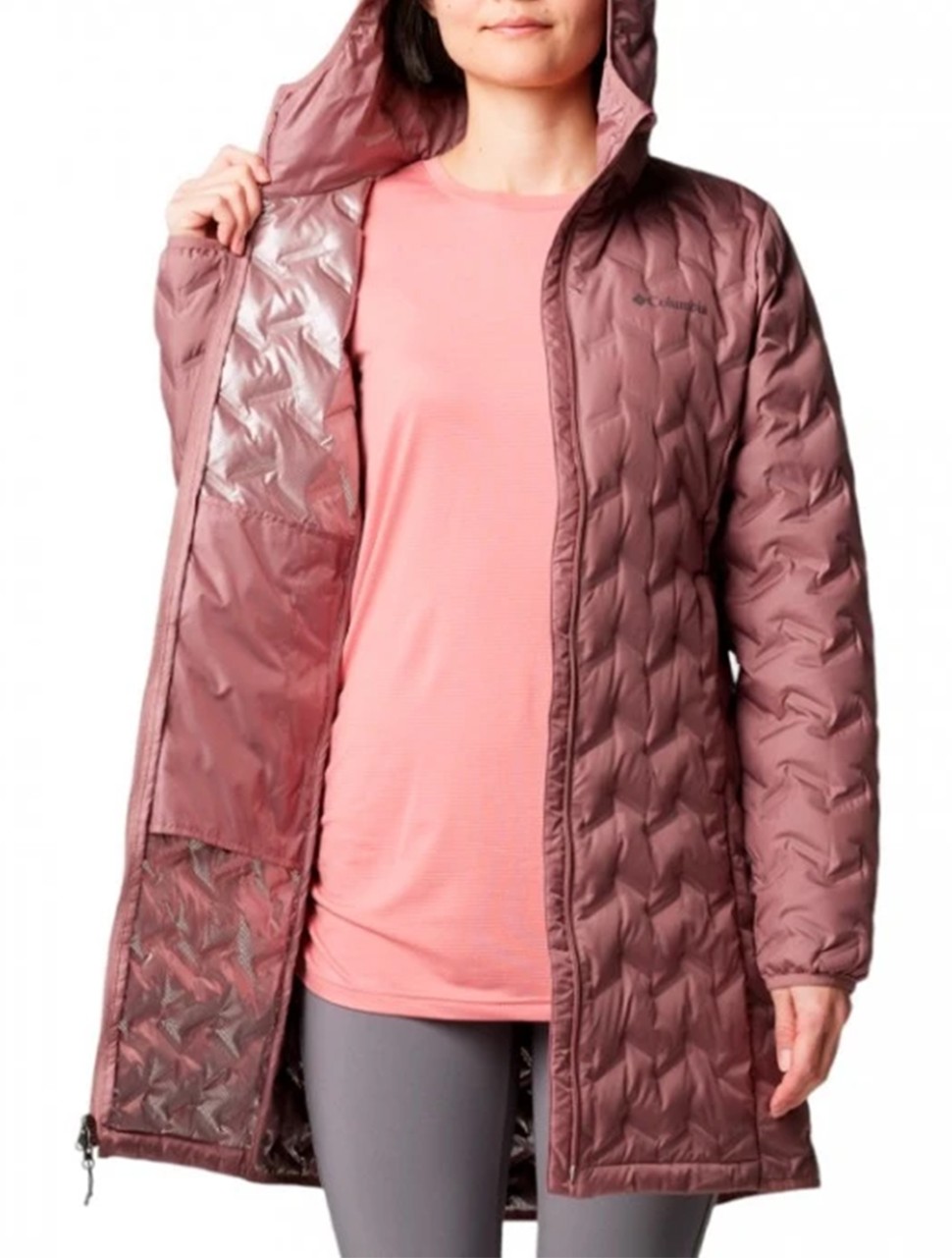 Куртка жіноча Columbia Delta Ridge™ II Long Down Jacket темно-рожева 2088211-609 — фото 6