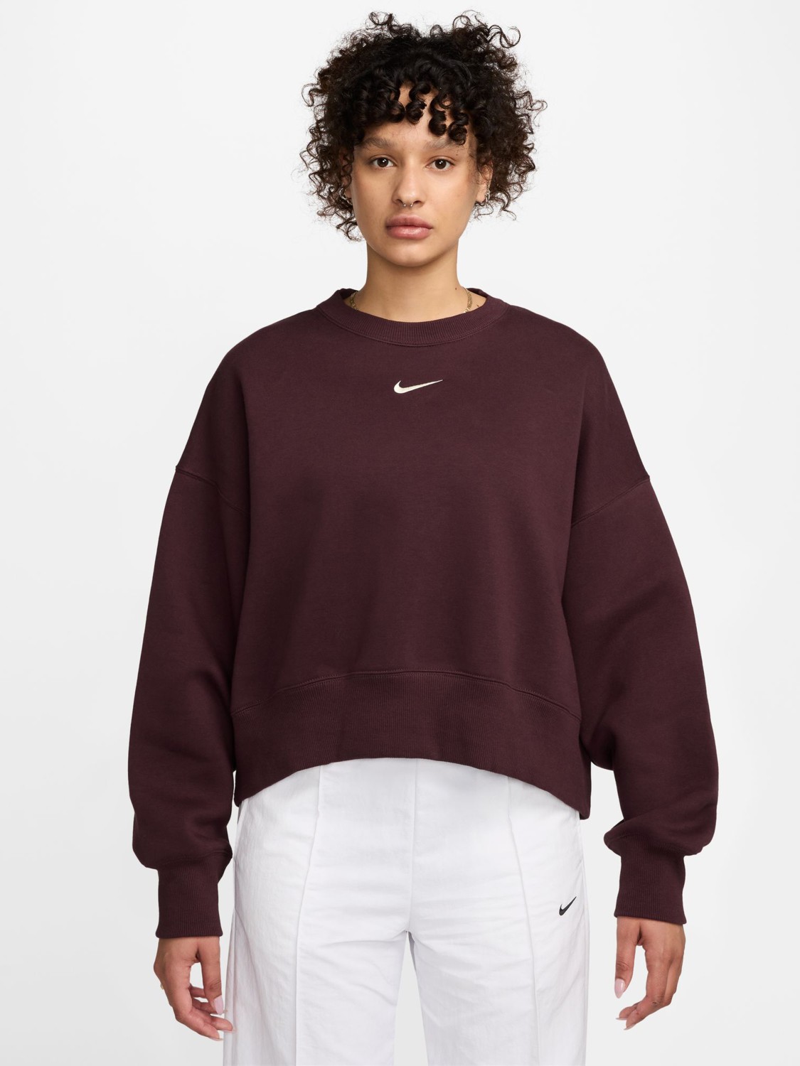 Толстовка жіноча Nike W NSW STYLE FLC CREW OOS бордова DQ5761-652 изображение 2