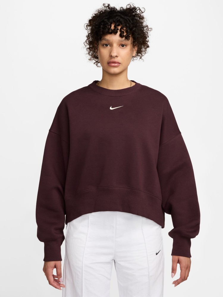 Толстовка женская Nike W NSW STYLE FLC CREW OOS бордовая DQ5761-652 изображение 2