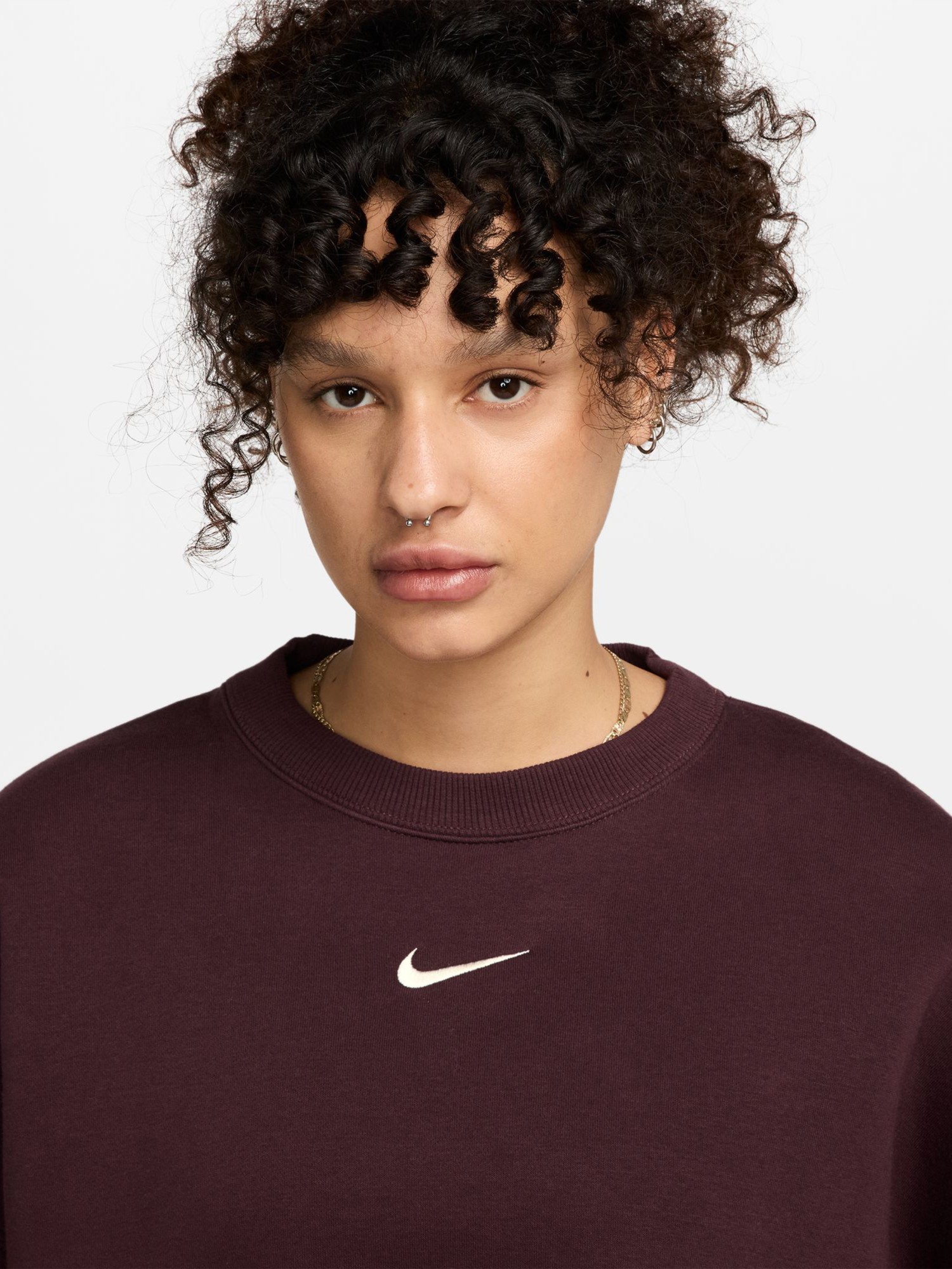 Толстовка женская Nike W NSW STYLE FLC CREW OOS бордовая DQ5761-652 изображение 4