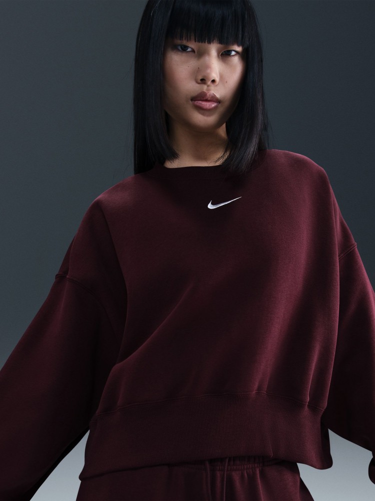 Толстовка женская Nike W NSW STYLE FLC CREW OOS бордовая DQ5761-652 изображение 5