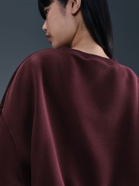 Толстовка женская Nike W NSW STYLE FLC CREW OOS бордовая DQ5761-652 изображение 6