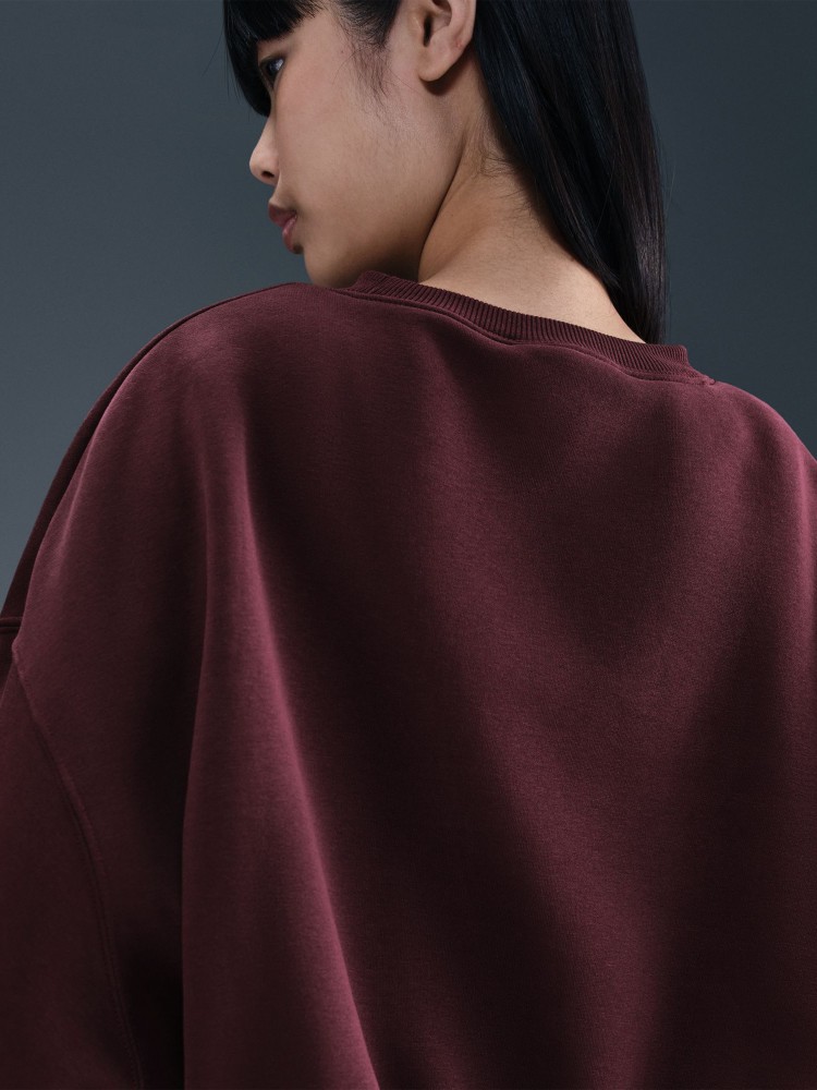 Толстовка женская Nike W NSW STYLE FLC CREW OOS бордовая DQ5761-652 изображение 6