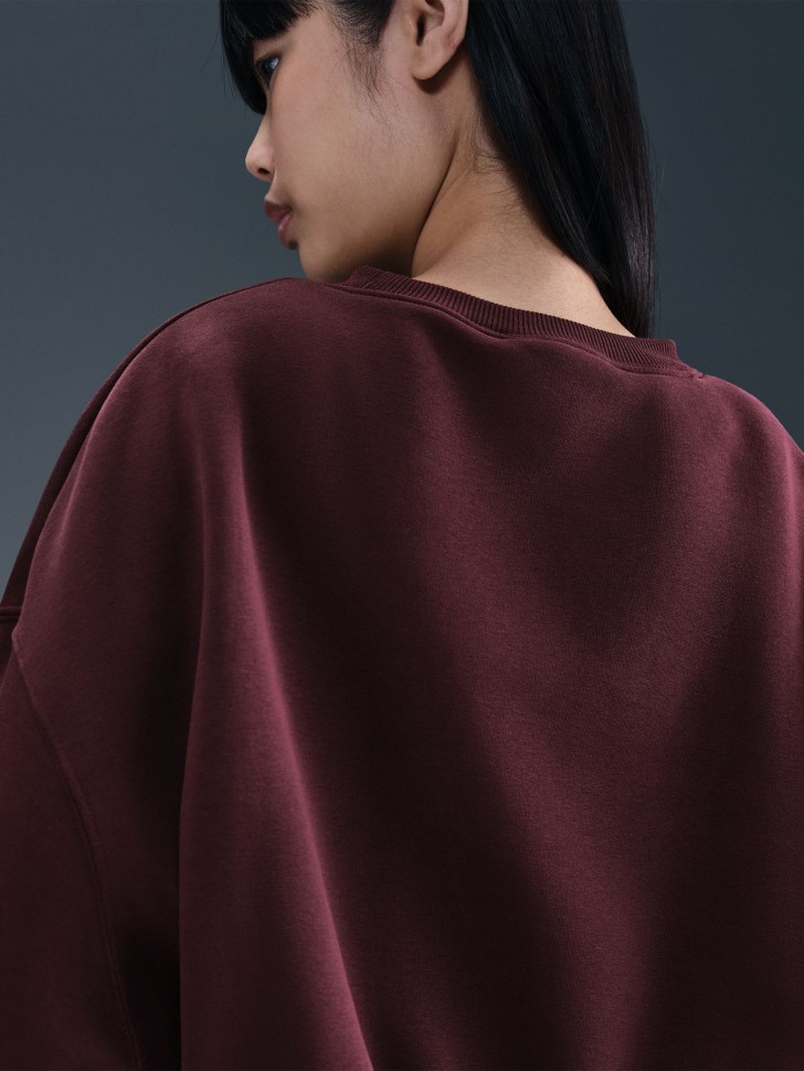 Толстовка женская Nike W NSW STYLE FLC CREW OOS бордовая DQ5761-652 изображение 6