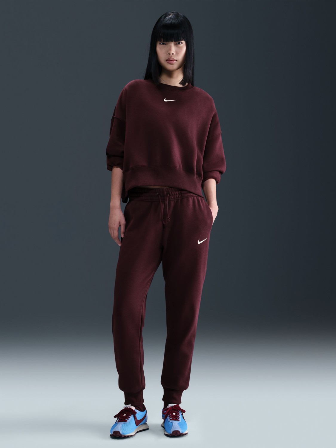 Толстовка жіноча Nike W NSW STYLE FLC CREW OOS бордова DQ5761-652 изображение 8