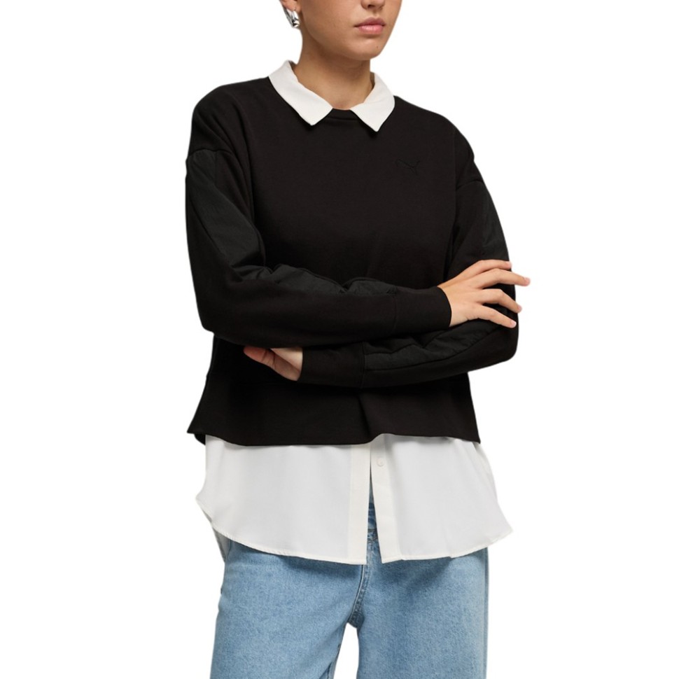 Толстовка женская Puma HER Relaxed Crew TR черная 69188501 изображение 1