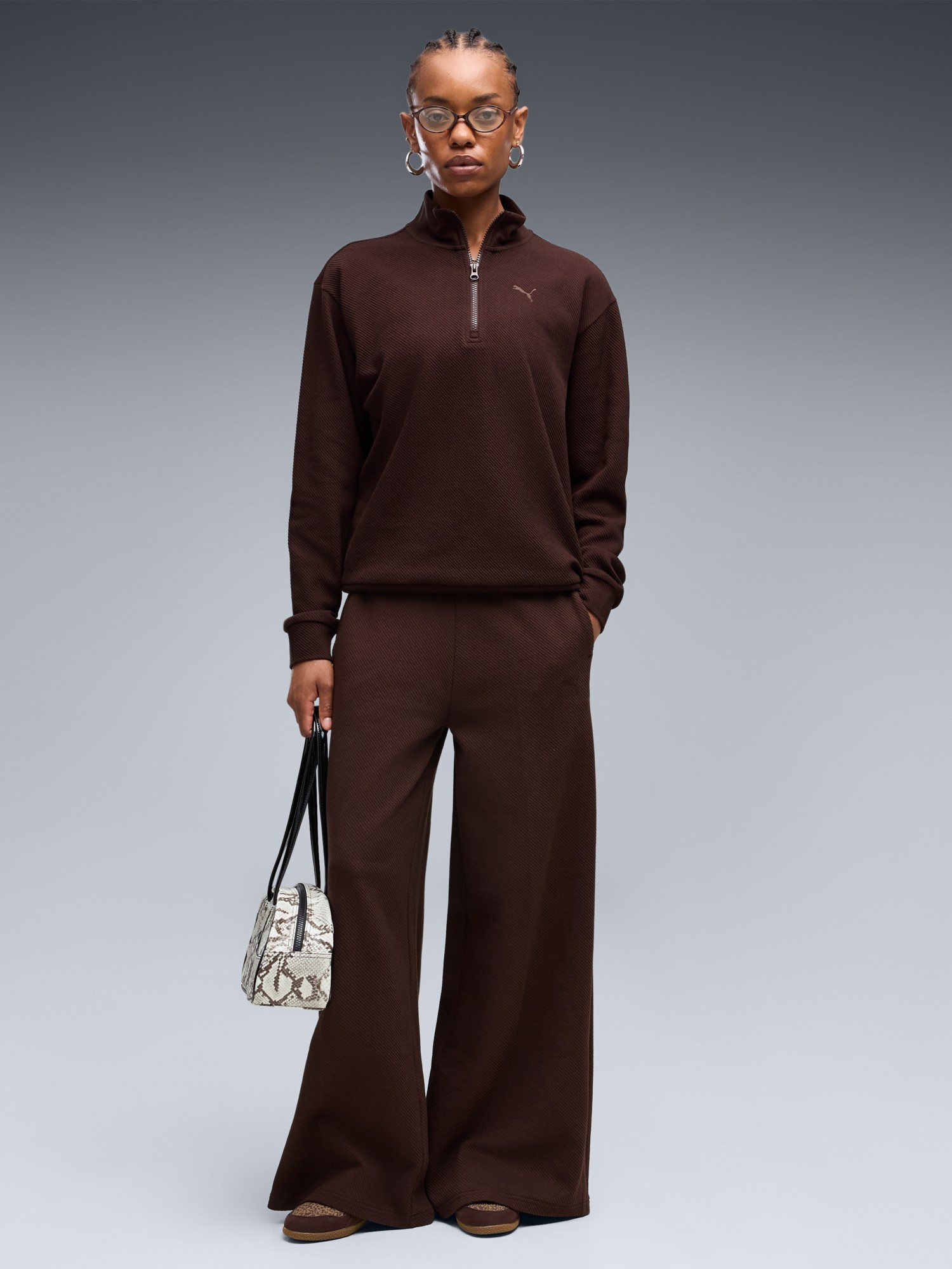 Брюки женские Puma CLASS Relaxed Wide Leg Pants коричневые 69401333 изображение 4