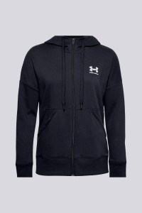 Толстовка женская Under Armour Rival Fleece Fz Hoodie черная 1356400-001 изображение 2