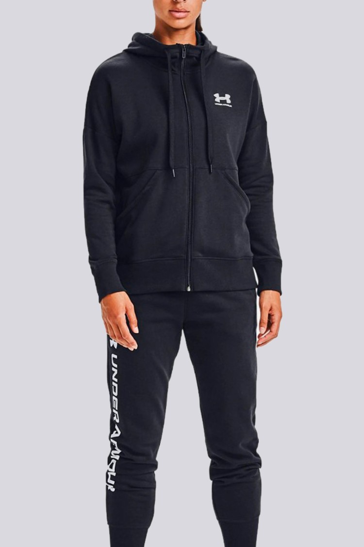 Толстовка женская Under Armour Rival Fleece Fz Hoodie черная 1356400-001 изображение 4