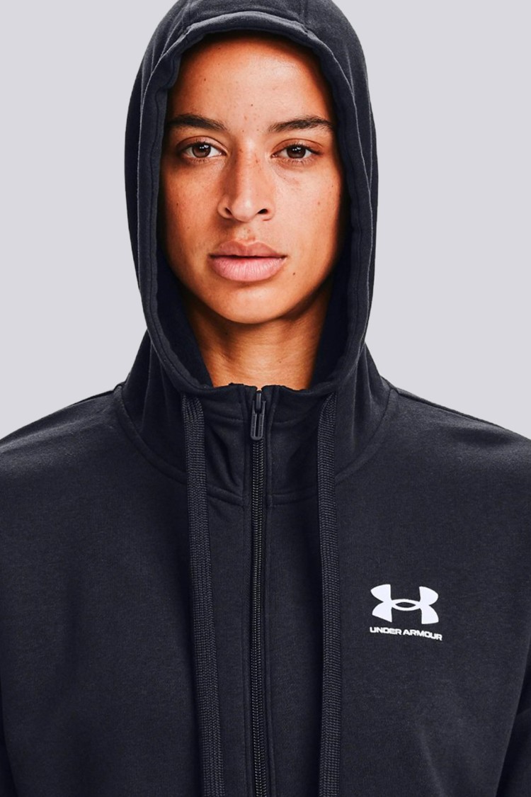 Толстовка женская Under Armour Rival Fleece Fz Hoodie черная 1356400-001 изображение 6