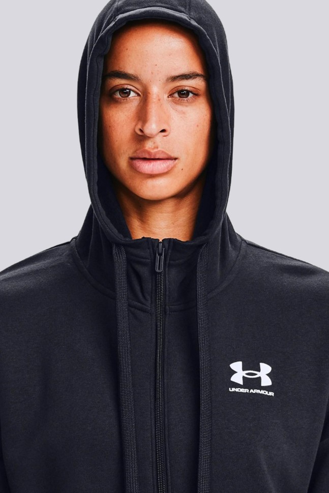 Толстовка женская Under Armour Rival Fleece Fz Hoodie черная 1356400-001 изображение 6