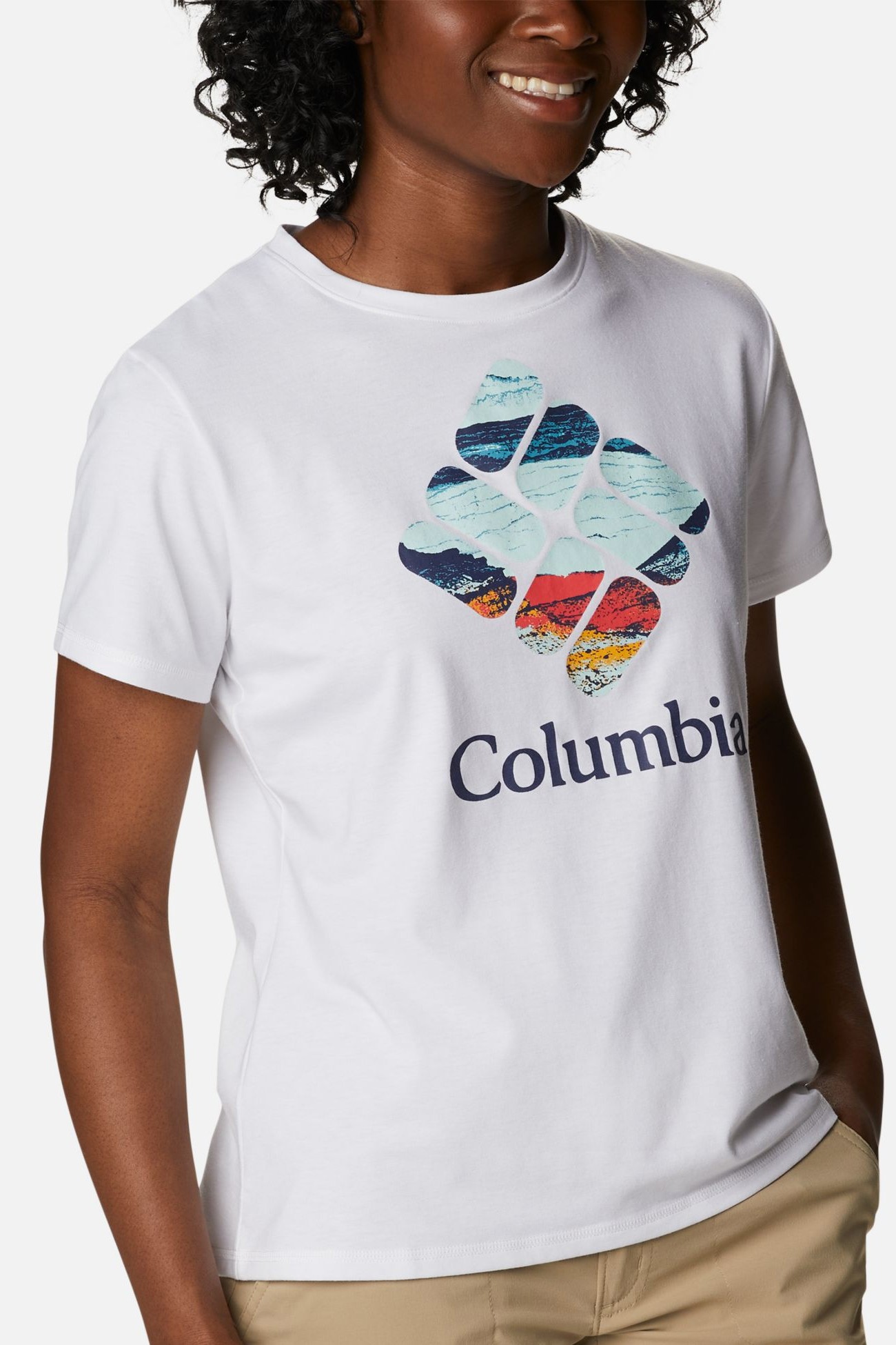 Футболка жіноча Columbia  Sun Trek™ SS Graphic Tee біла 1931751-109 изображение 2