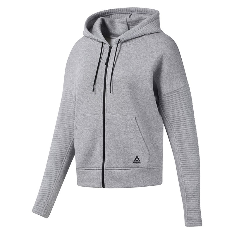 Толстовка жіноча Reebok WORKOUT READY FLEECE сіра DY8088 — Sport City Толстовка жіноча Reebok WORKOUT READY FLEECE сіра DY8088