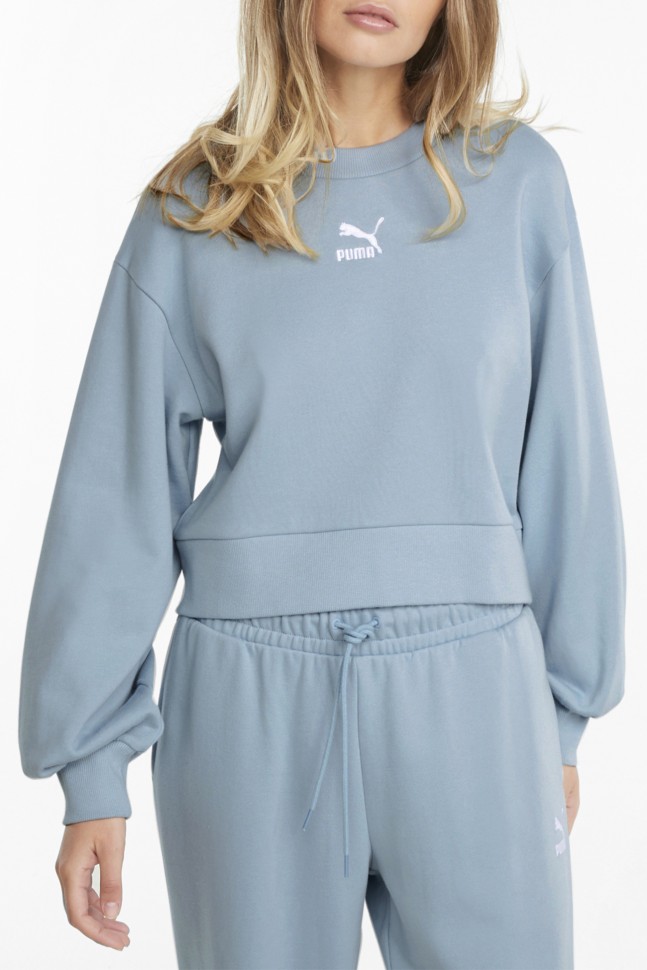 Толстовка женская Puma Classics Puff Sleeve Crew голубая 53161661 изображение 3