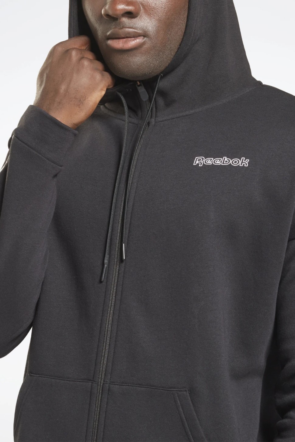 Толстовка мужская Reebok Te Piping Fz Hoodie черная GS9301 — фото 2 — Sport City Толстовка мужская Reebok Te Piping Fz Hoodie черная GS9301 — фото 2