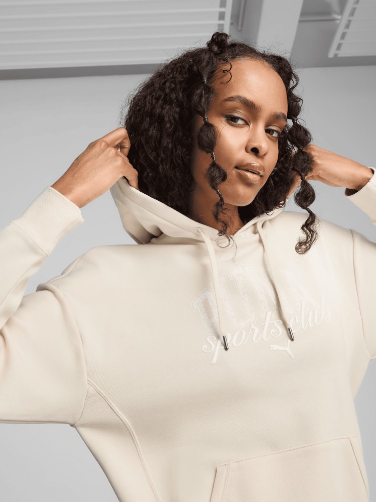 Толстовка женская Puma PUMA CLASS Relaxed Hoodie бежевая 68503487 изображение 4