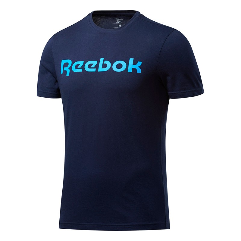 Футболка мужская Reebok Graphic Series Linear Logo синяя FU3101 — Sport City Футболка мужская Reebok Graphic Series Linear Logo синяя FU3101